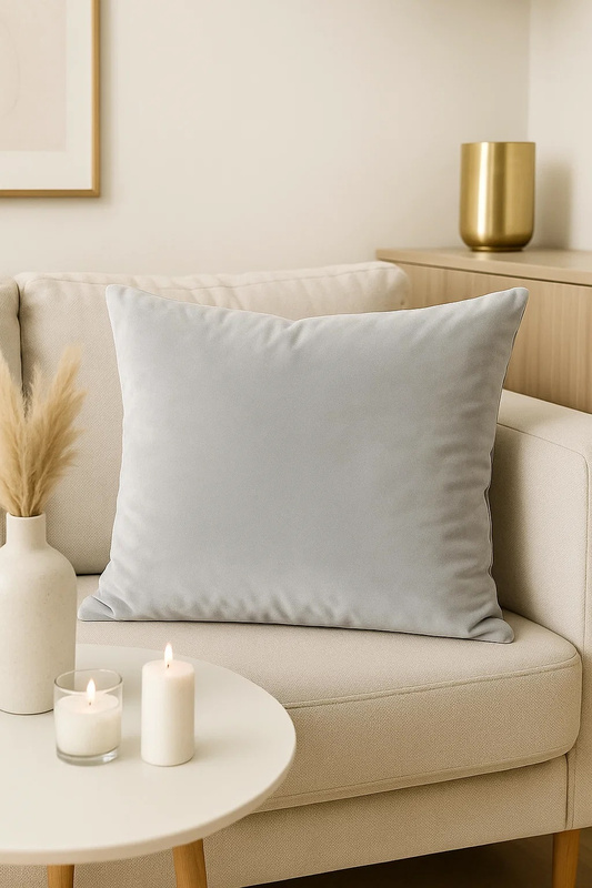 Poszewka na poduszkę welurowa jasna szara 40x40