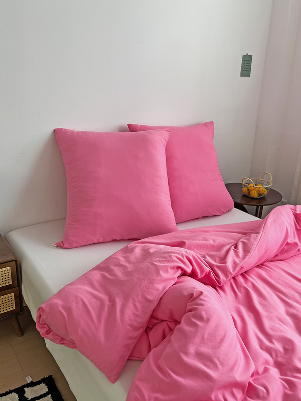 Pościel różowa jednokolorowa gładka 200x220 3 el. Pink F12