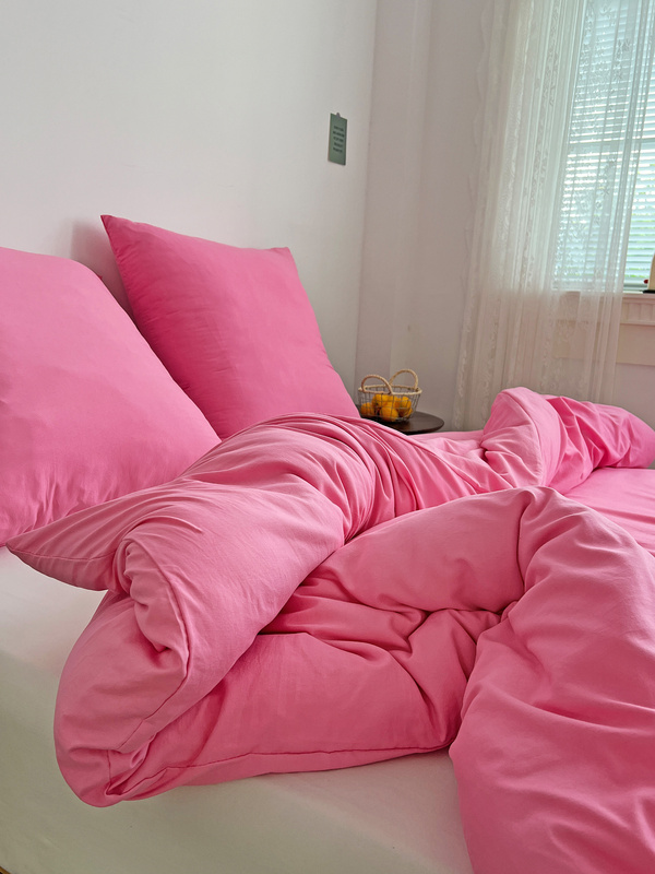 Pościel różowa jednokolorowa gładka 200x220 3 el. Pink F12