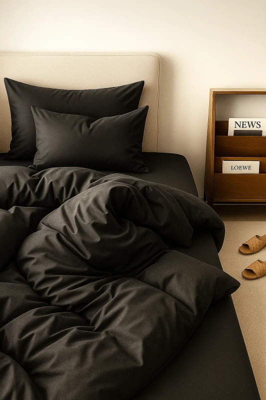 Pościel ciemna szara grafitowa 160x200 3 el.