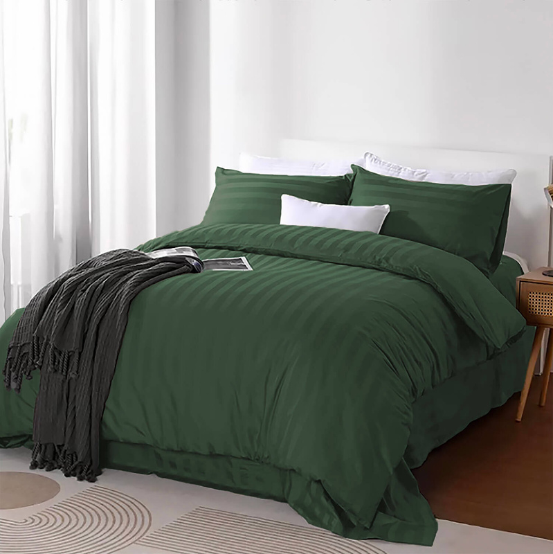 Pościel butelkowa zielona w paski 200x220 3 el. Kim Green H-009