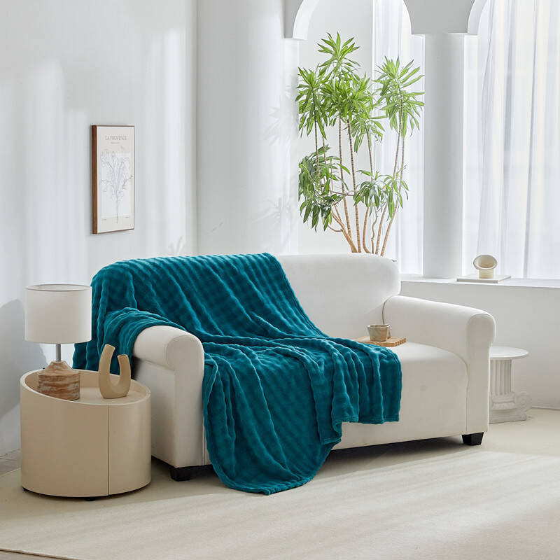 Koc pluszowy bąbelkowy 3D BUBBLE 160x200 niebieski