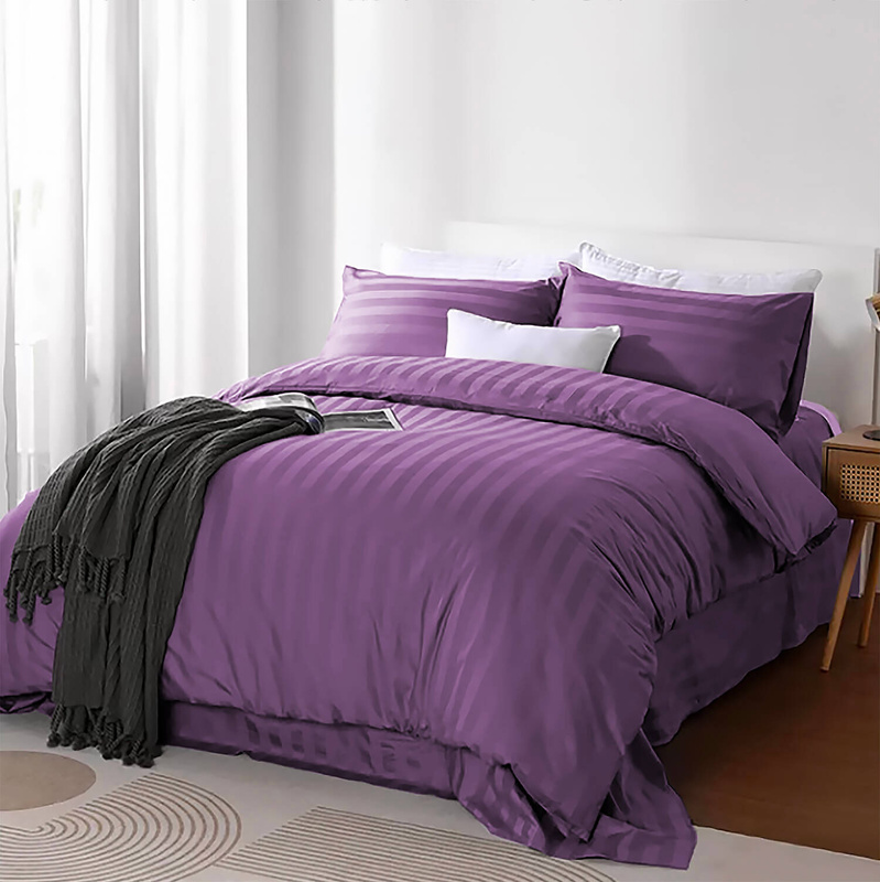 Pościel w pasy fioletowa 200x220 3 el. Kim Purple