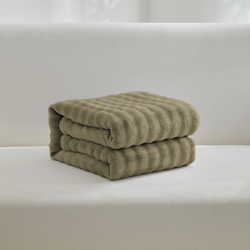 Koc pluszowy bąbelkowy 3D BUBBLE 200x220 khaki