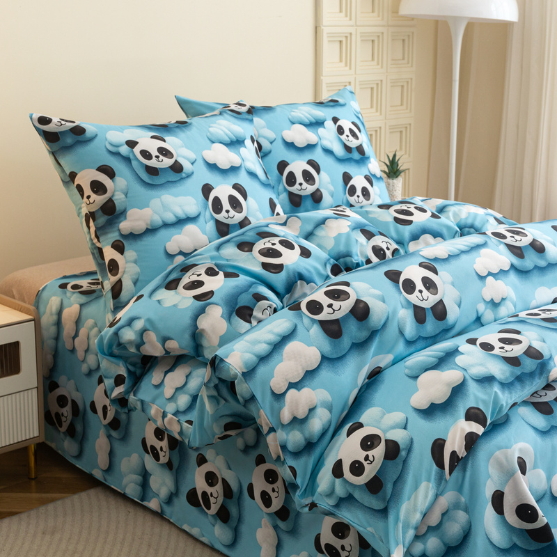 Pościel dziecięca niebieska w pandy 140x200 2 el.