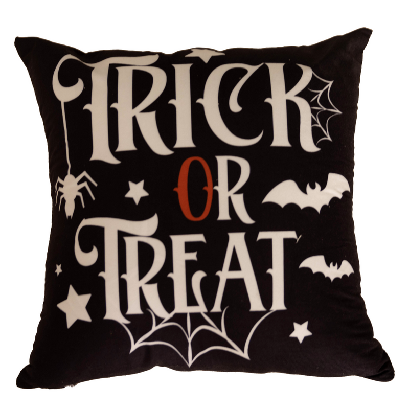 Poszewka na poduszkę Halloween czarna z napisem 40x40 TRICK OR TREAT