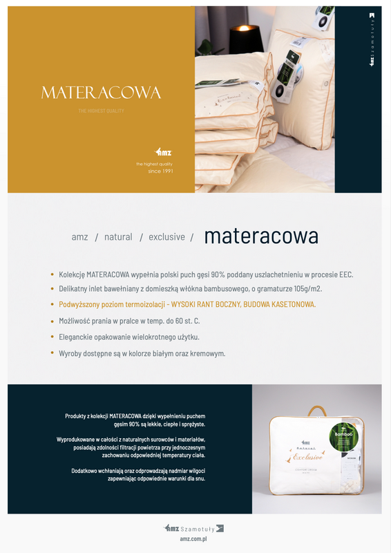 Kołdra 200x200 zimowa naturalna puchowa MATERACOWA kremowa