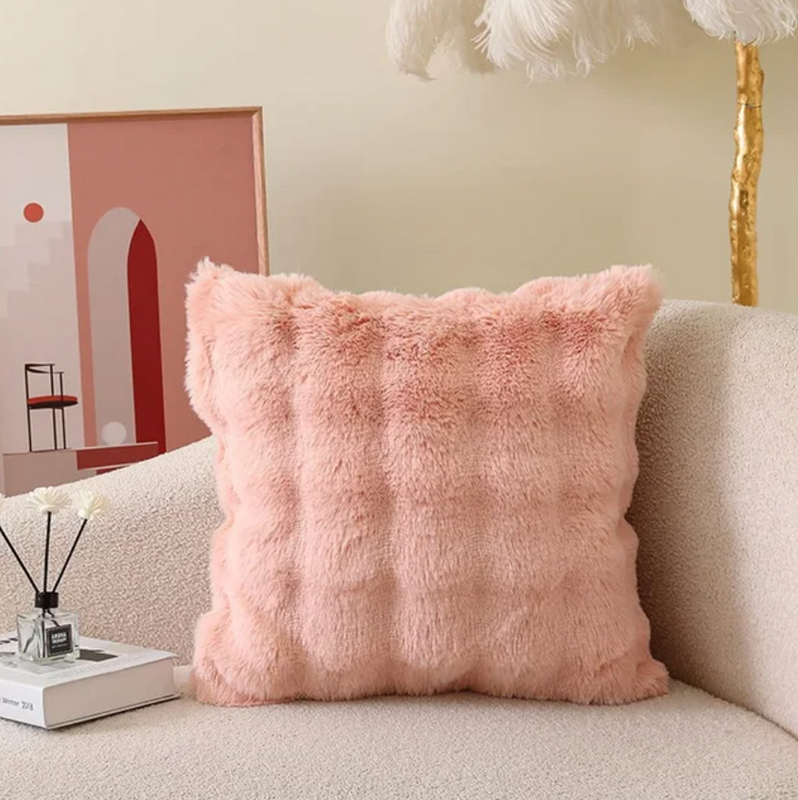 Poszewka na poduszkę dekoracyjna 40x40 BUBBLE różowa pluszowa