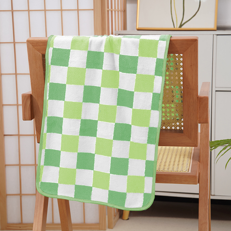 Ręcznik bawełniany łazienkowy w kratę 50x100 cm zielony