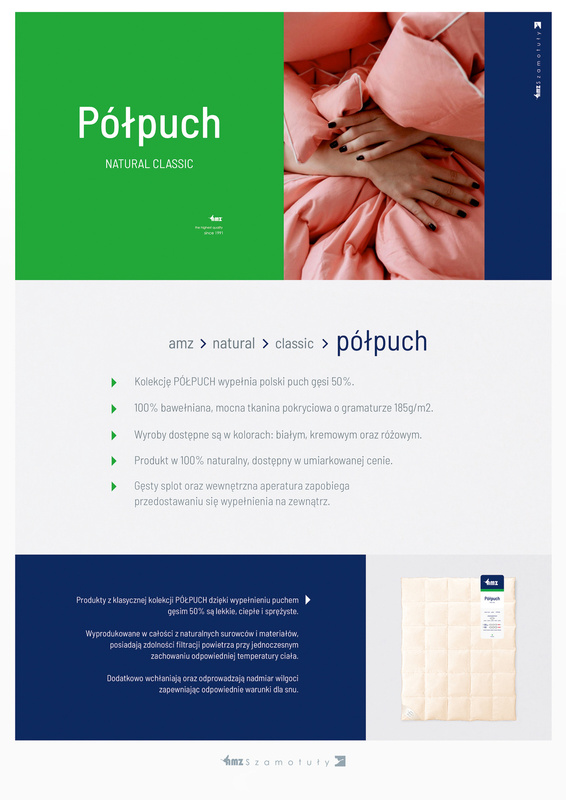 Kołdra 200x220 całoroczna puchowa naturalna PÓŁPUCH