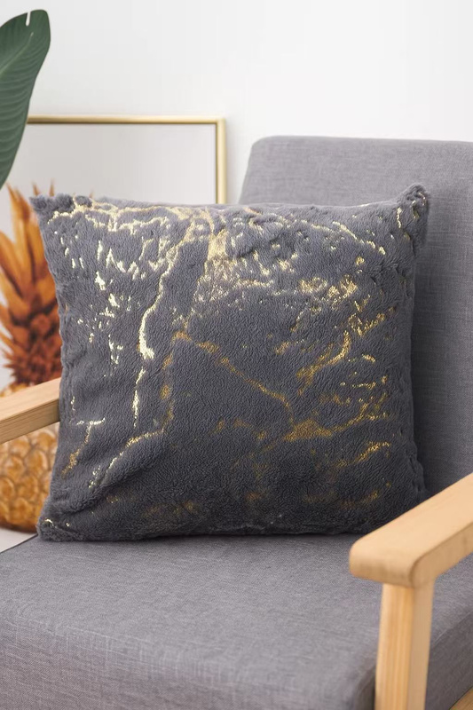 Poszewka na poduszkę włochacz szaro-złota MARBLE 40x40