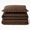 Pościel bawełniana z falbanką brązowa 160x200 3 el.