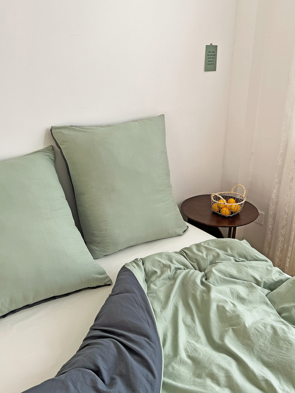 Pościel szałwiowa szara dwukolorowa gładka 200x220 3 el. Sage F19