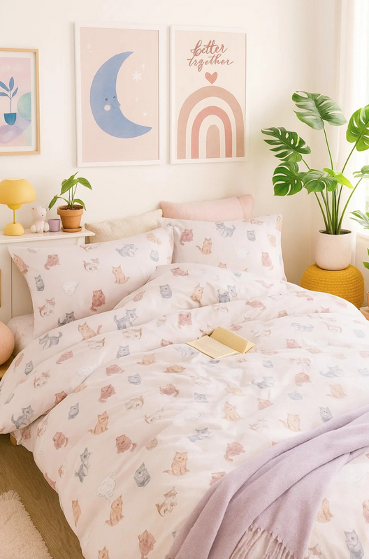 Pościel bawełniana 140x200 2 el. Catsy M2000