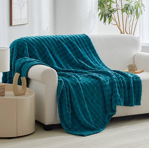 Koc pluszowy bąbelkowy 3D BUBBLE 160x200 niebieski