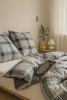 Pościel szara w kratę 160x200 3 el. Nordic F9
