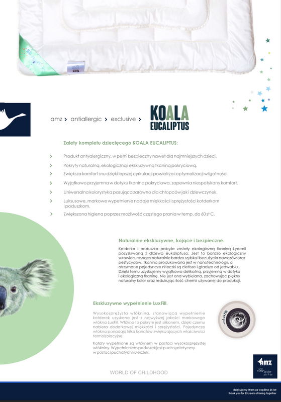 Kołdra dziecięca do łóżeczka 100x135 + poduszki 40x60 komplet puchowa BASIC+