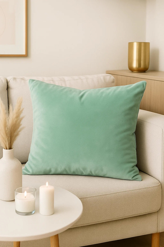 Poszewka na poduszkę welurowa miętowa 40x40
