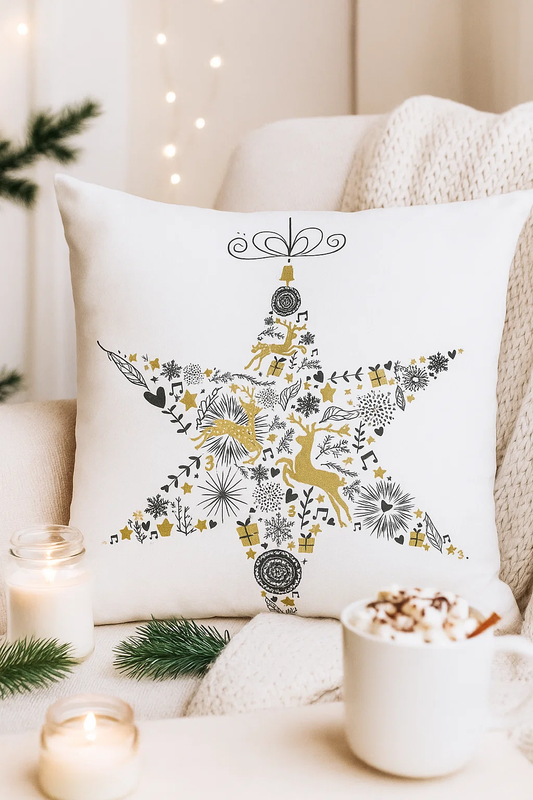 Poszewka na poduszkę biała z gwiazdą 40x40