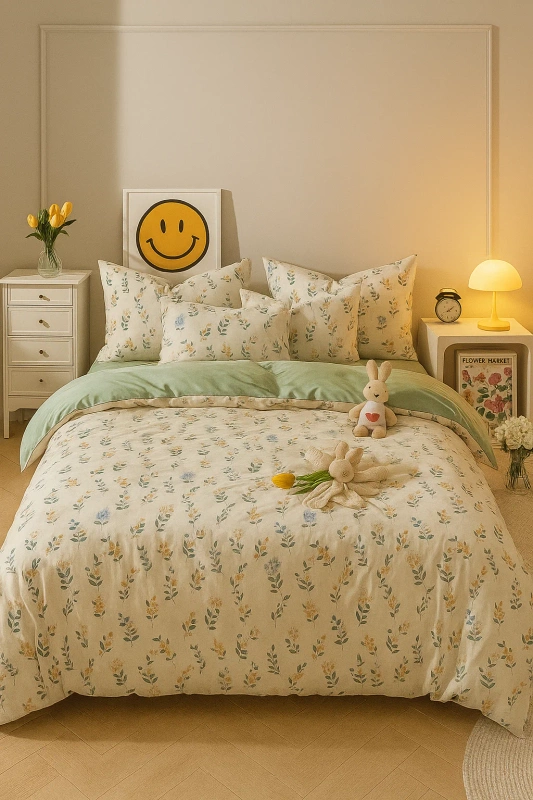 Pościel bawełniana w kwiaty 160x200 3 el. Helena