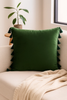 Poszewka na poduszkę dekoracyjna 40x40 butelkowa zielona frędzle