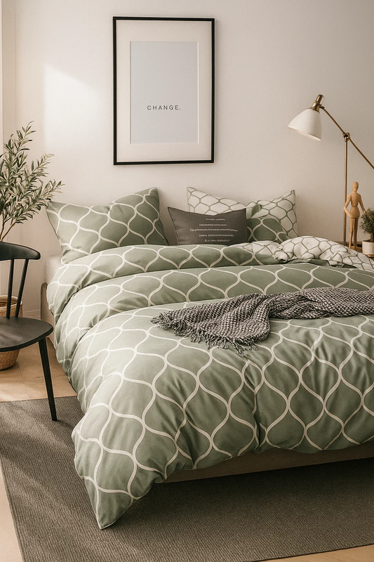 Pościel zielona geometryczna 160x200 3 el. Barinas C-010