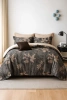 Pościel ciemna szara w liście 160x200 4 el. Rosarito C-114