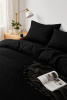Pościel w pasy czarna 200x220 3 el. Kim Black