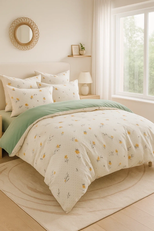 Pościel bawełniana w drobne kwiatki 160x200 3 el. Terry