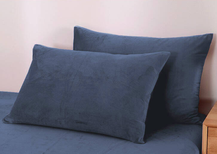 Pościel pluszowa zimowa miś gładka 160x200 3 el. niebieskoszara