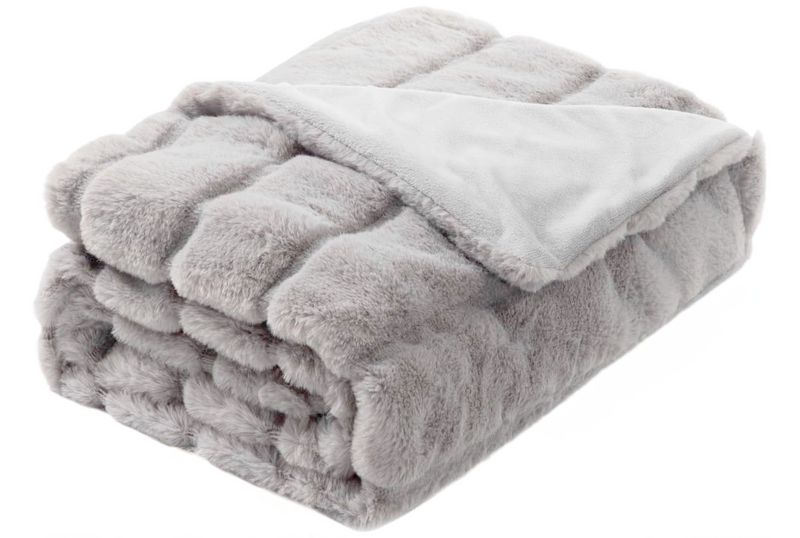 Koc pluszowy ciepły futerkowy miś RABBIT 200x220 jasny szary