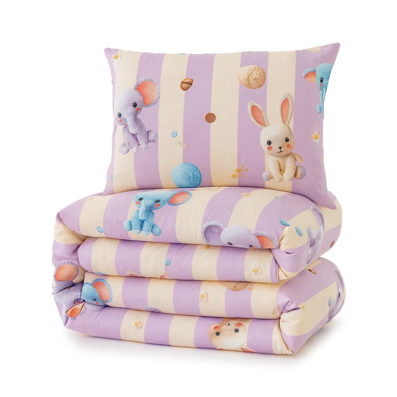 Pościel dziecięca w słonie słoniki lawendowa Elephant 140x200 2 el.