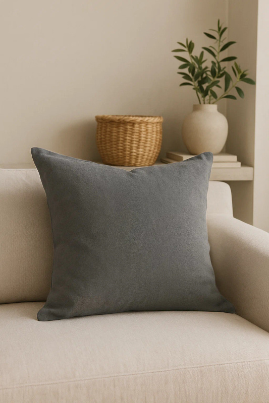 Poszewka na poduszkę bawełniana grafitowa 40x40