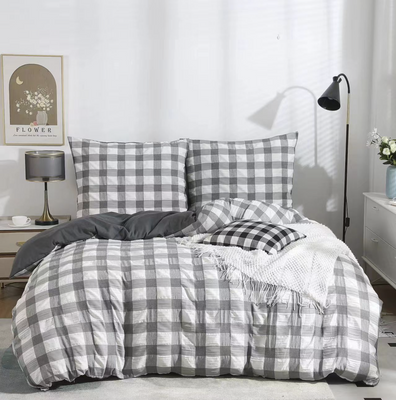 Pościel Kora krata szaro-biała 200x220 4 el. P2-012