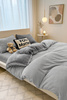 Pościel pluszowa welurowa zimowa miś gładka 160x200 4 el. jasna szara - ciemna szara