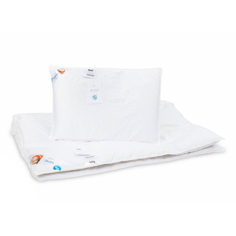 Kołdra dziecięca do łóżeczka 100x135 + poduszki 40x60 komplet puchowa BASIC+