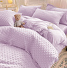 Pościel pluszowa zimowa miś w kropki 3D 200x220 3 el. MINKY lawendowa jasna fioletowa nr523