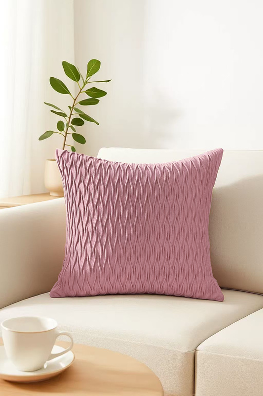 Poszewka na poduszkę welurowa Fala brudny róż 40x40