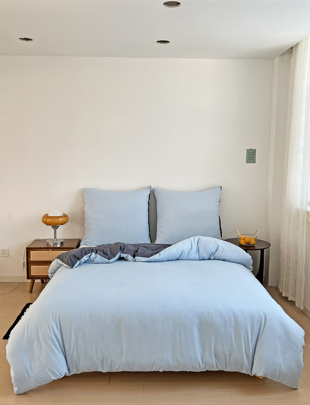 Pościel błękitna szara dwukolorowa gładka 200x220 3 el. Arctic F20