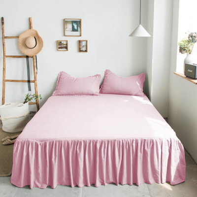 Prześcieradło z falbanką różowe 160x200