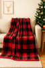 Koc świąteczny czerwony czarny w kratę 160x200