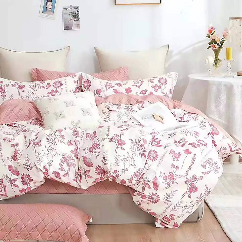 Pościel biała w kwiaty 160x200 3 el. Morning C-26