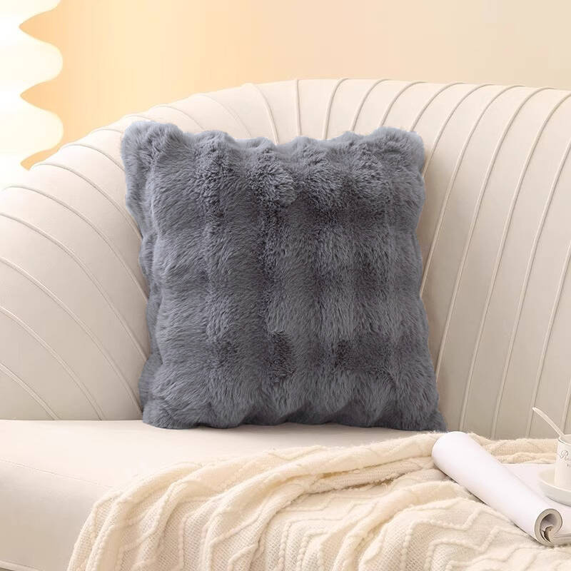 Poszewka na poduszkę dekoracyjna 40x40 BUBBLE ciemna szara pluszowa