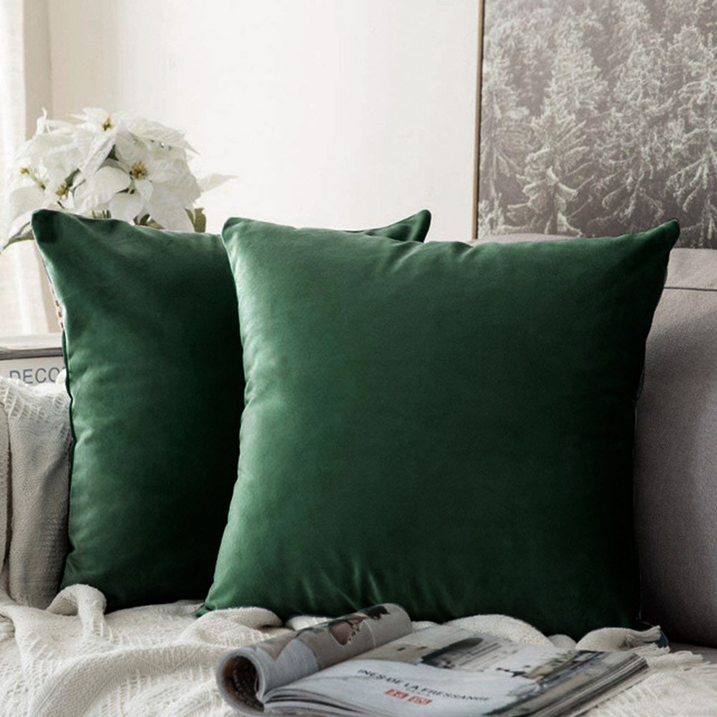 Poszewka na poduszkę welurowa butelkowa zielona 40x40