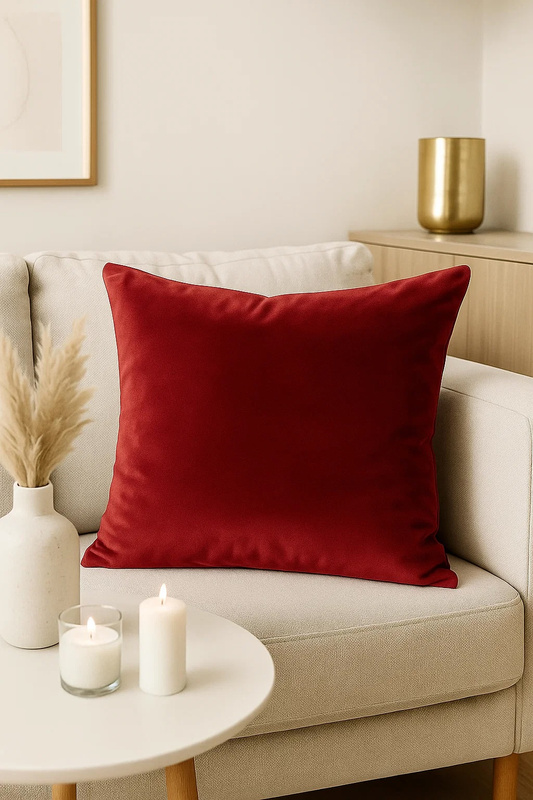 Poszewka na poduszkę welurowa czerwona 40x40