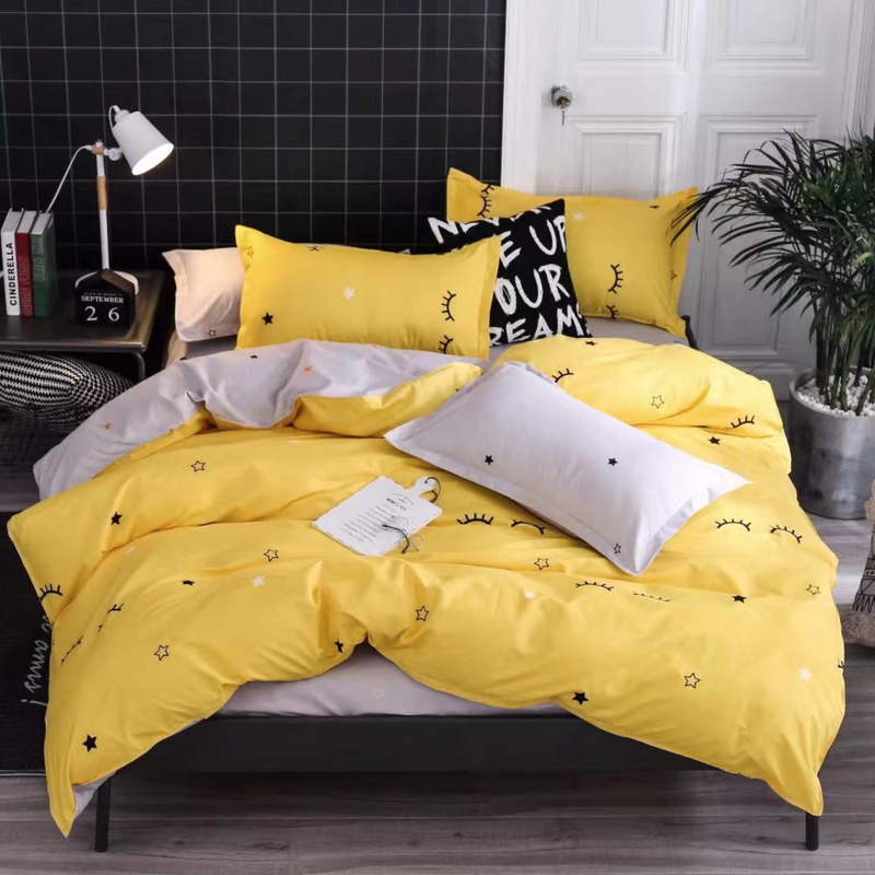 Pościel żółto-szara młodzieżowa 160x200 3 el. Dolorita C-7