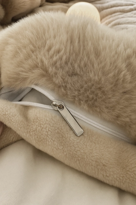 Pościel pluszowa zimowa miś tłoczona we wzór 3D MAXI BUBBLE 160x200 3 el. beżowa