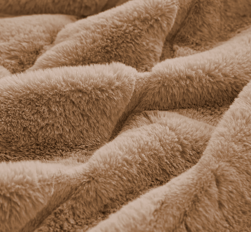 Koc pluszowy ciepły futerkowy miś RABBIT 200x220 jasny brązowy