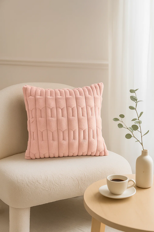 Poszewka na poduszkę dekoracyjna 40x40 tłoczona we wzór 3D pluszowa różowa