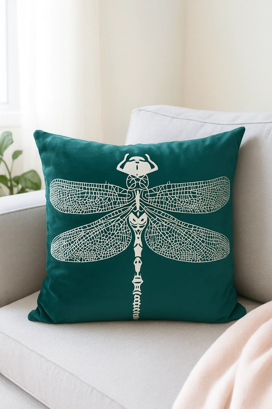 Poszewka na poduszkę dekoracyjna 40x40 ważka turkusowa